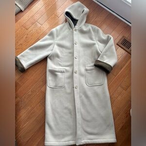 Sandro Vintage Cream and Brown Hooded Coat